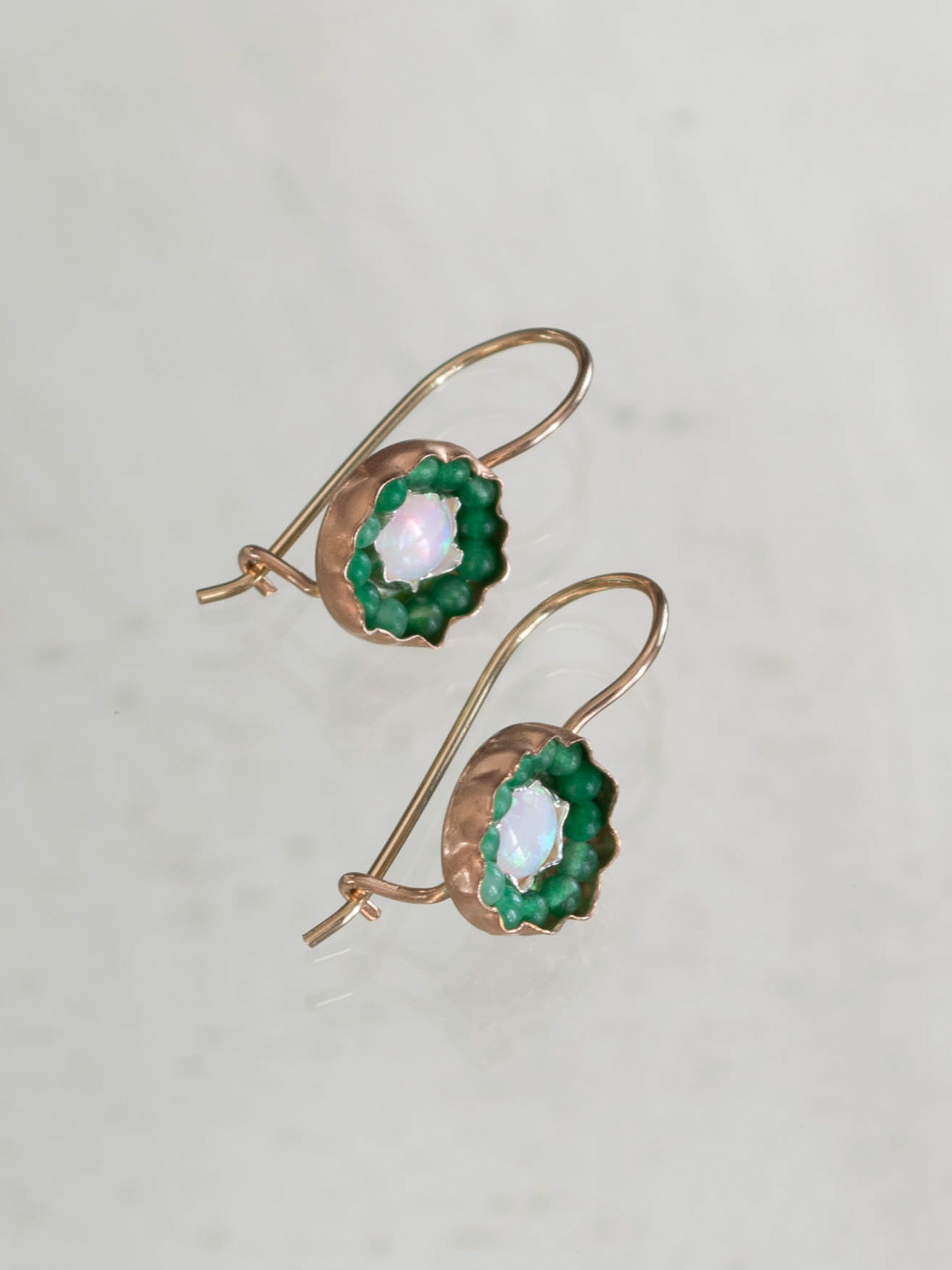 earrings Daisy opal, aventurine   